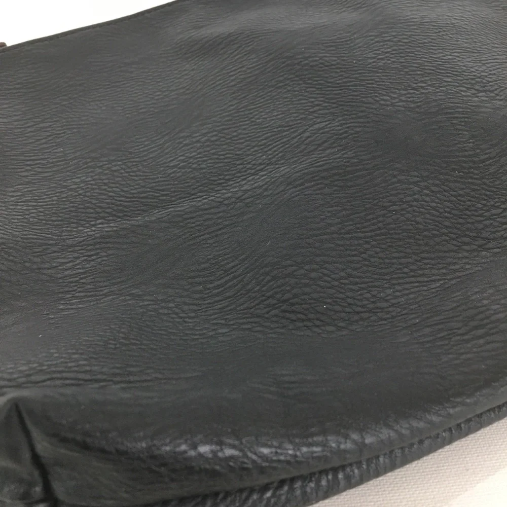 Free People Large Black Vegan Faux Leather Makeup Pouch Cosmetic Case Zipper Bag